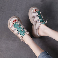 Casual Retro Leather Wedge Slippers