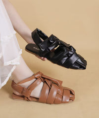 Chic Brown Hollow Out Comfy Splicing Walking Sandals