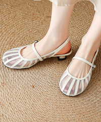 Blue Faux Leather Buckle Strap Tulle Splicing Sandals