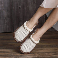Women Vintage Hollow Leather Casual Sandals/Slippers
