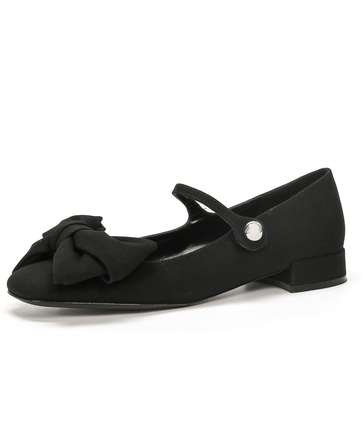 Black Cotton Fabric Flat Shoes Splicing Bow Buckle Strap