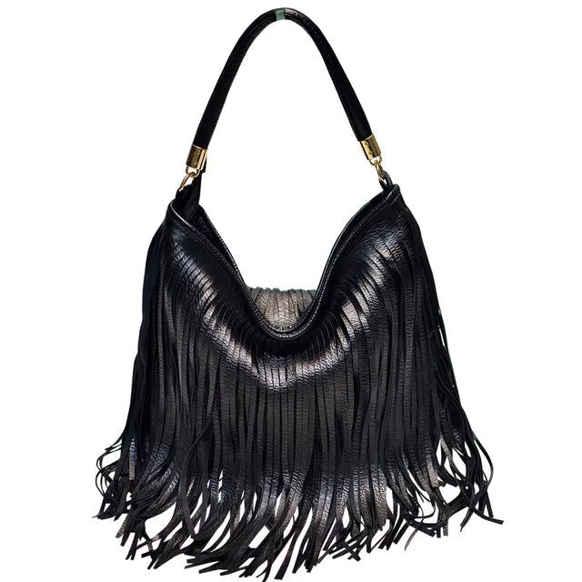 Fringed Leather Shoulder Bag