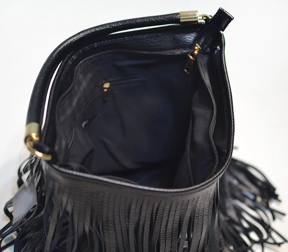 Fringed Leather Shoulder Bag