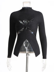 Front Crisscross Hollow Out Knit Sweaters