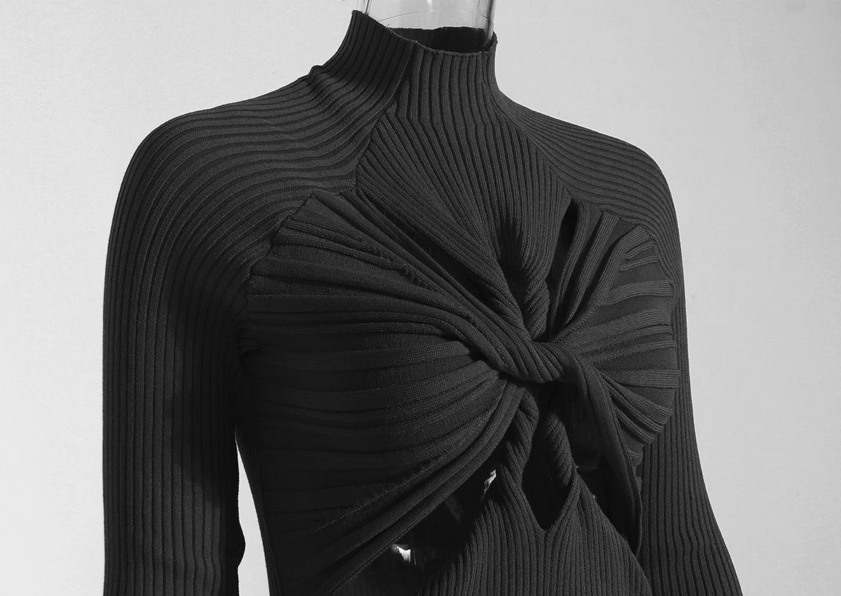 Front Cross Knot Knit Dress