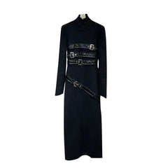 Front Quad Belt Decorated Knit Dress