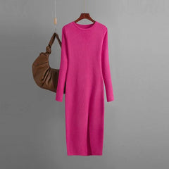 Front Slit Knitted Sweater Dress