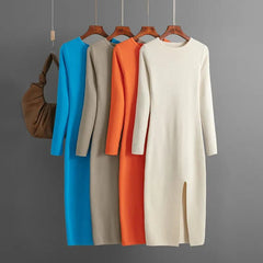 Front Slit Knitted Sweater Dress