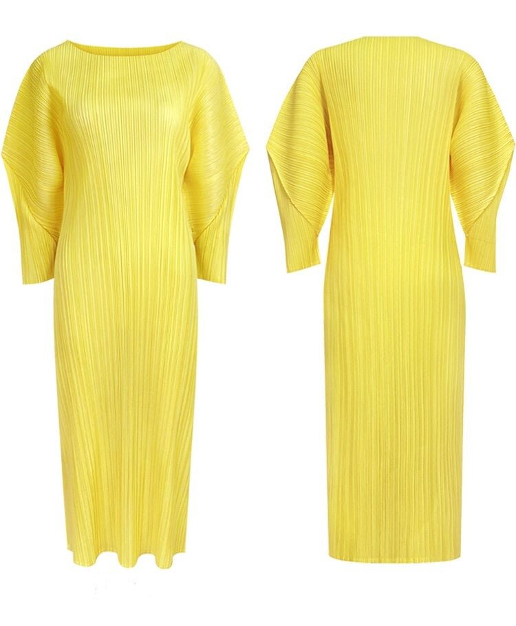 Full Color Pleated Dress