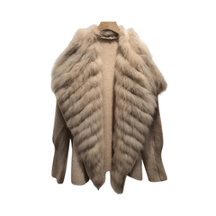 Fur Lapel Knit Coat