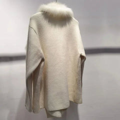 Fur Lapel Knit Coat