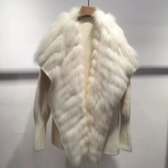 Fur Lapel Knit Coat