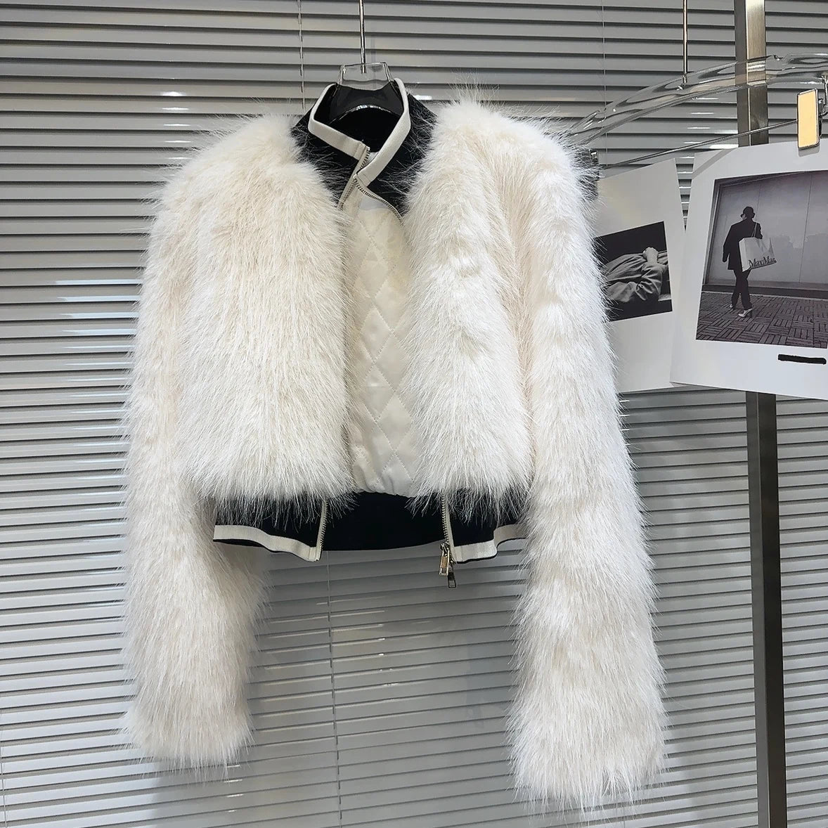 Fuzzy Faux Fur Zip-Up Jacket