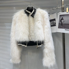Fuzzy Faux Fur Zip-Up Jacket