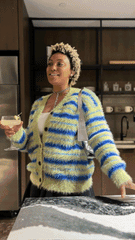 Fuzzy Striped Knit Sweater