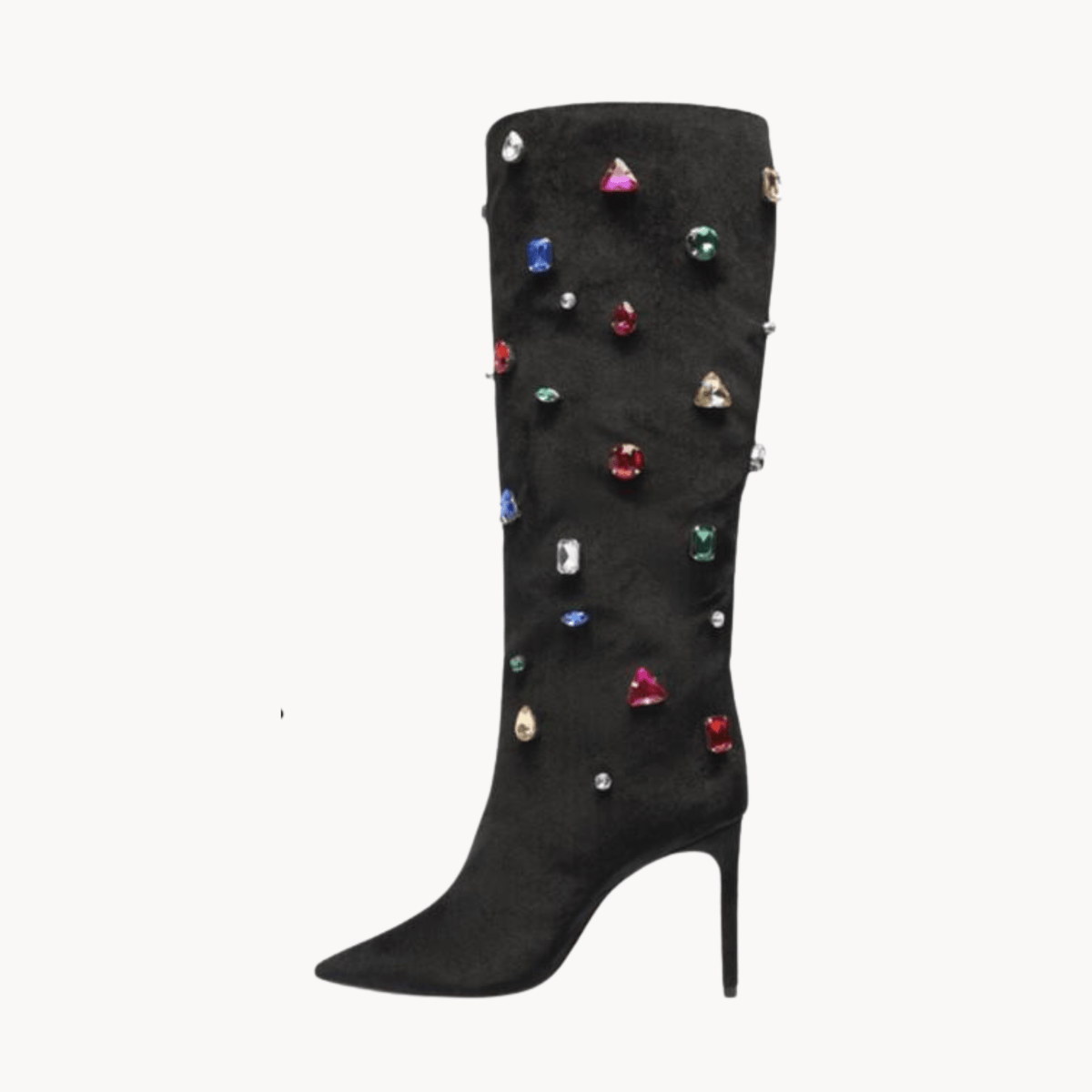 Gemstones Embellished Knee-High Boots