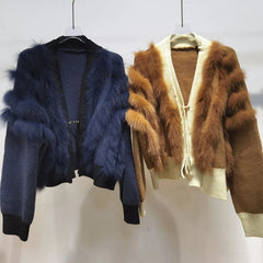 Genuine Fur Knit Sweater Coat