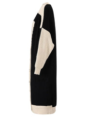 Geometric Button Down Long Knit Sweater