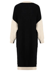 Geometric Button Down Long Knit Sweater