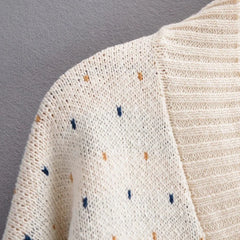 Geometric Button-Up Knit Sweater