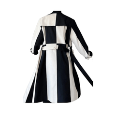 Geometric Color Contrast Trench Coat