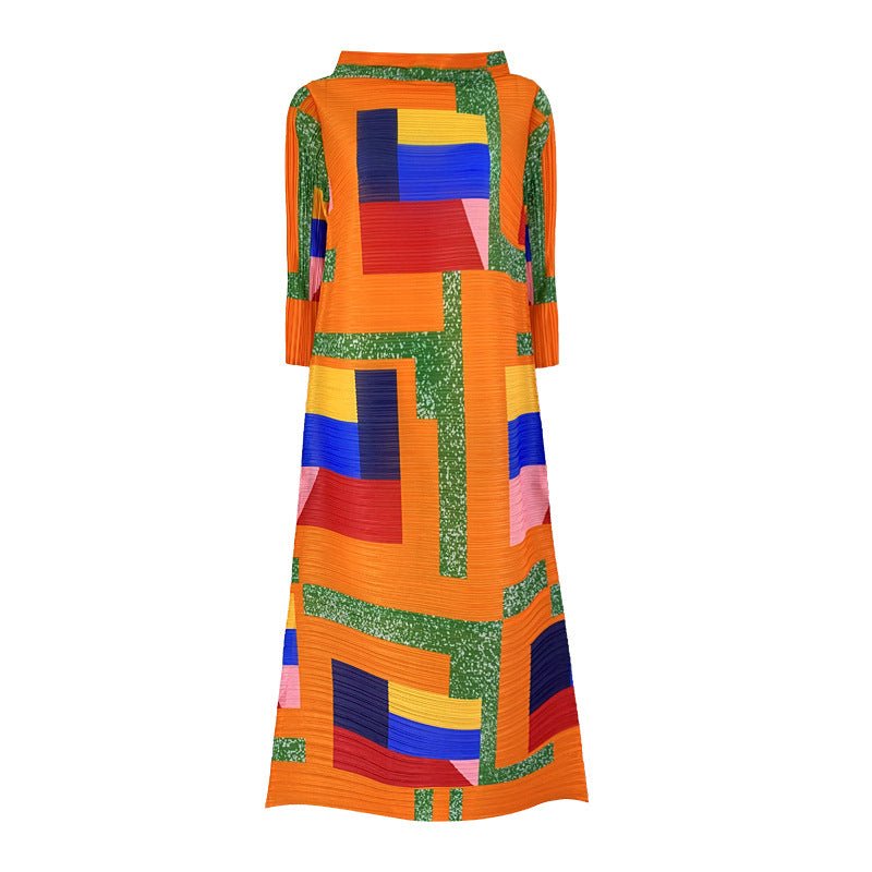 Geometric Pleated Dress