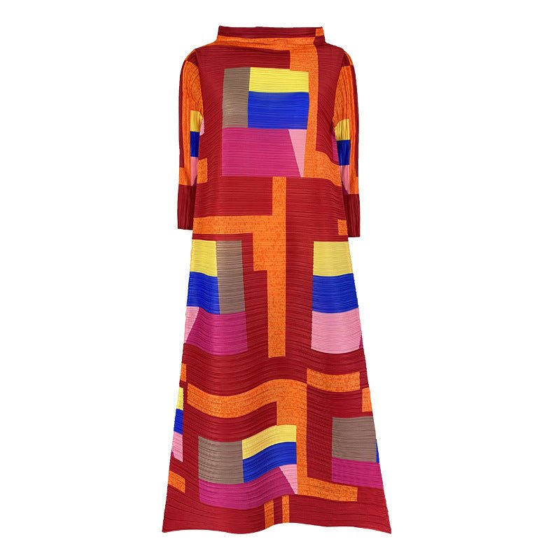 Geometric Pleated Dress