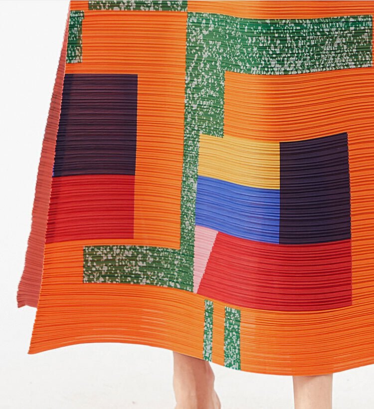 Geometric Pleated Dress