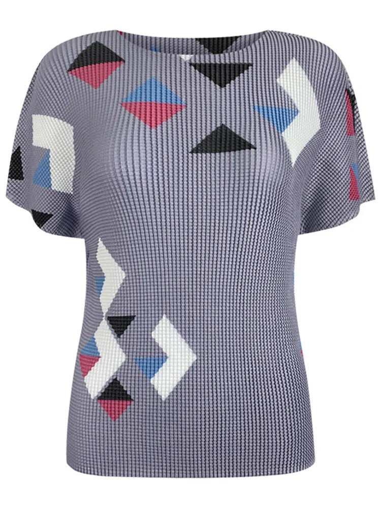 Geometric Shapes Pleated Top