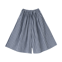 Gingham Cotton-Linen Wide Leg Pants