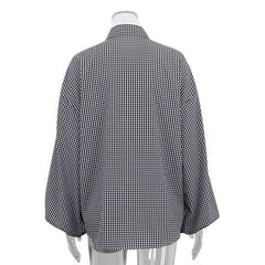 Gingham Print Peasant Sleeves Shirt