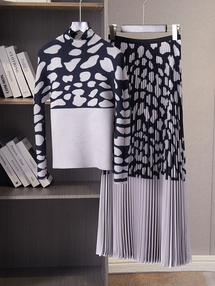 Giraffe Print Pleated Set - @angodiva
