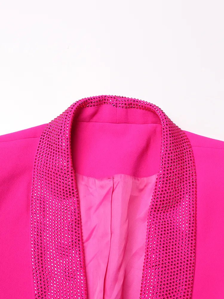Glam Shawl Lapel Feathered Cuff Blazer