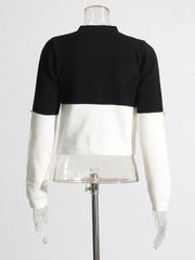 Gold Buttons Contrast Knit Sweater