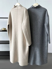 Gold Buttons Double-Breasted Woolen Coat