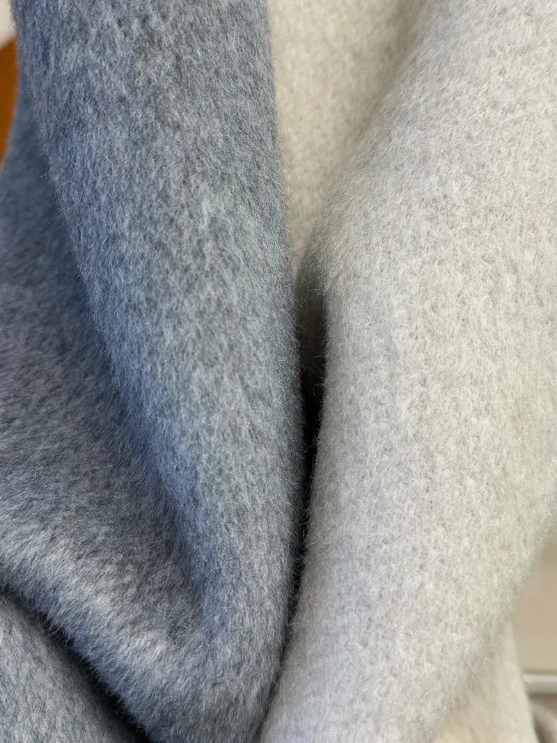 Gold Buttons Double-Breasted Woolen Coat