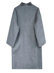 Gold Buttons Double-Breasted Woolen Coat