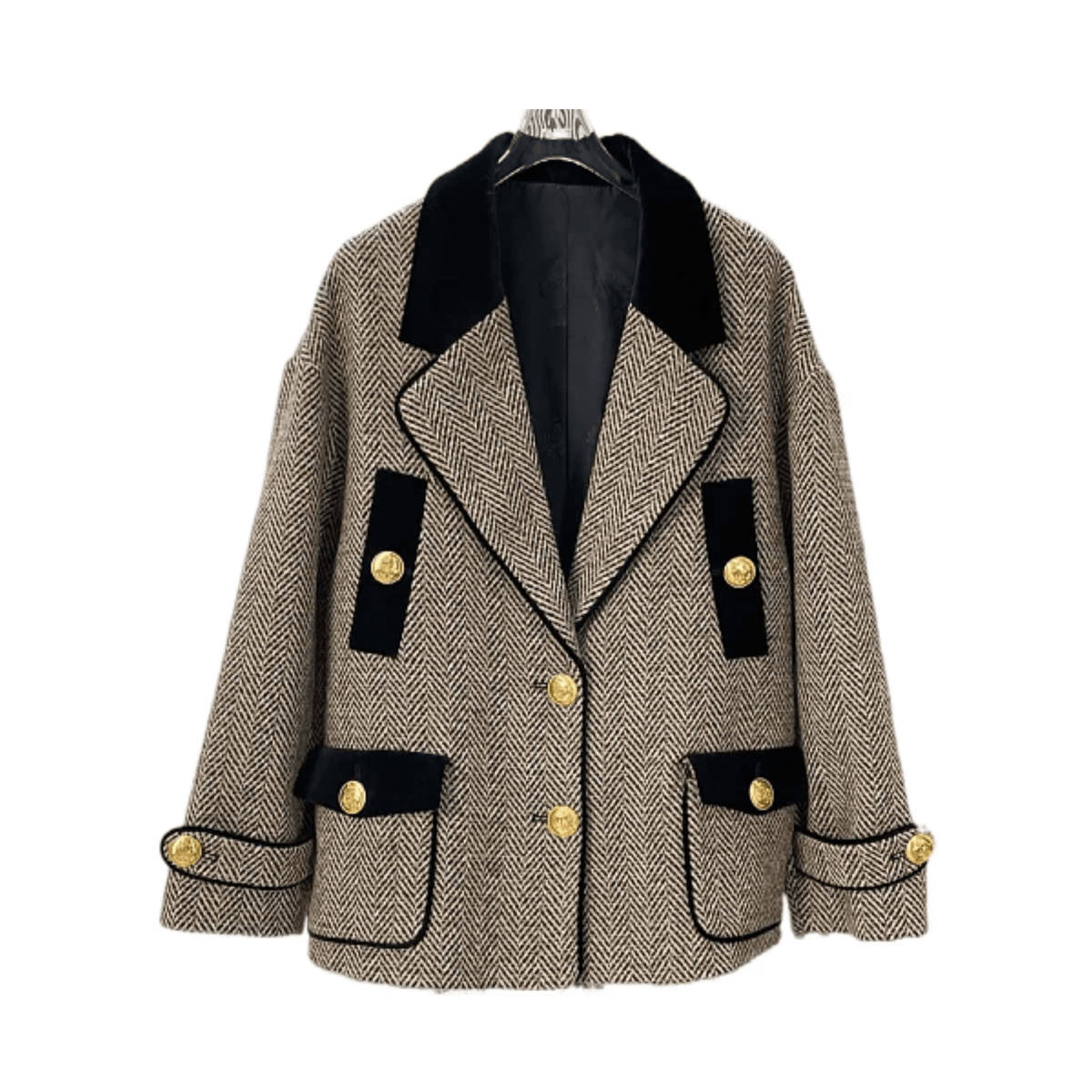 Gold Buttons Wool Blazer