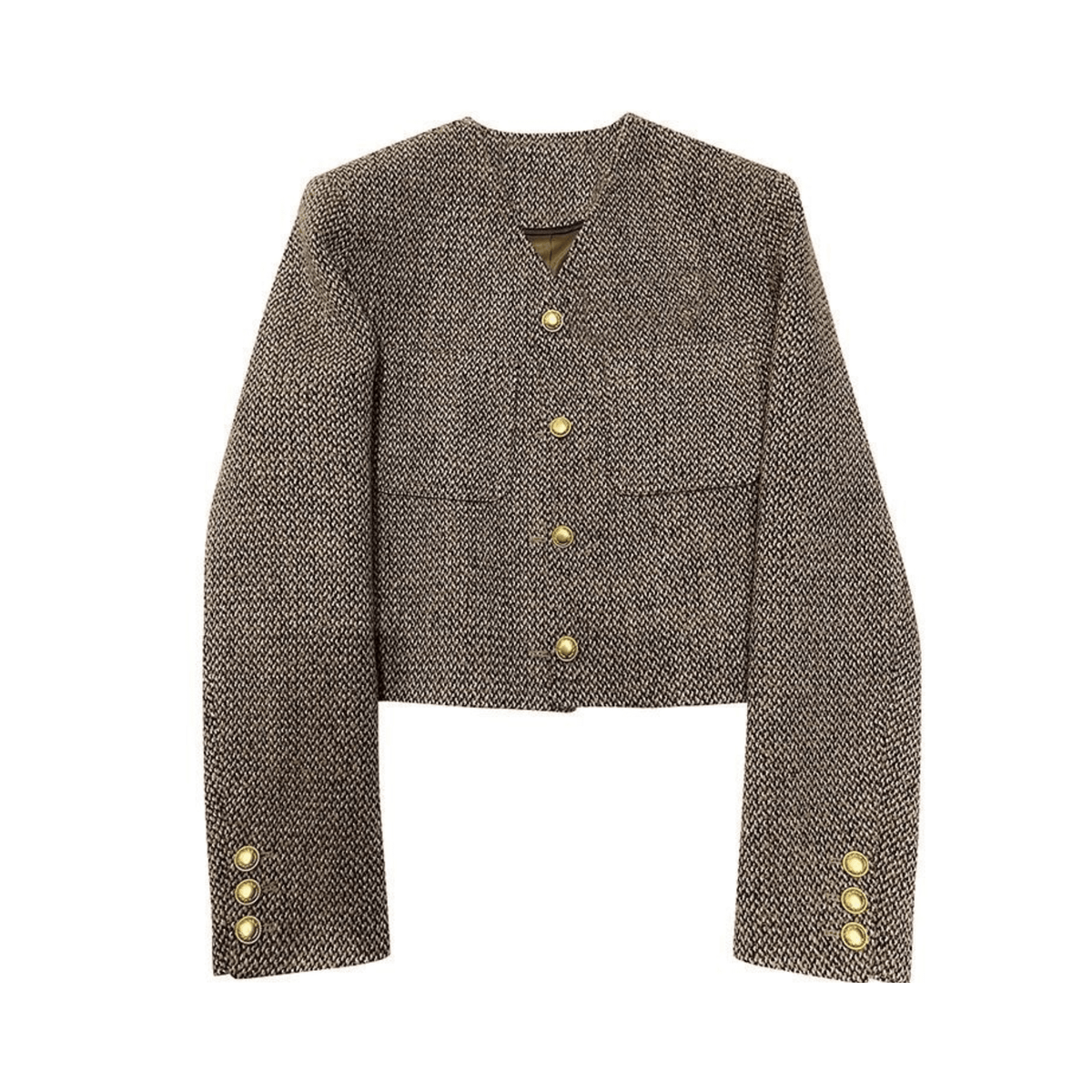 Gold Buttons Wool Short Blazer