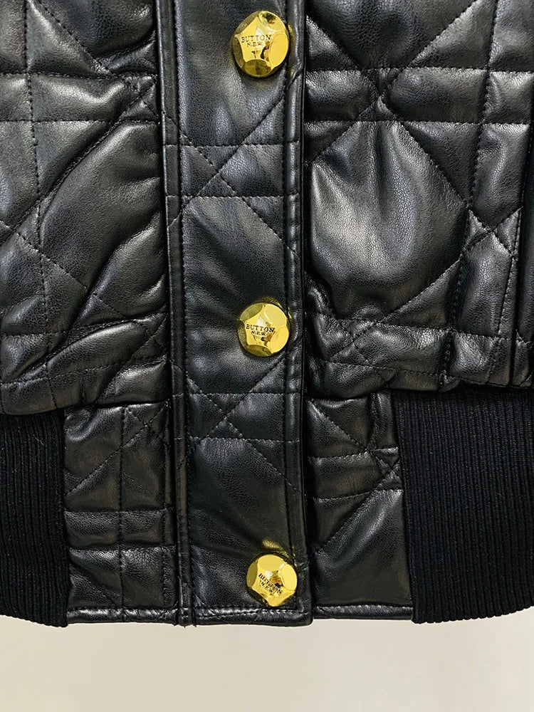 Gold Buttons Zip-Up Short Jacket