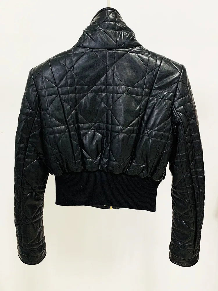 Gold Buttons Zip-Up Short Jacket