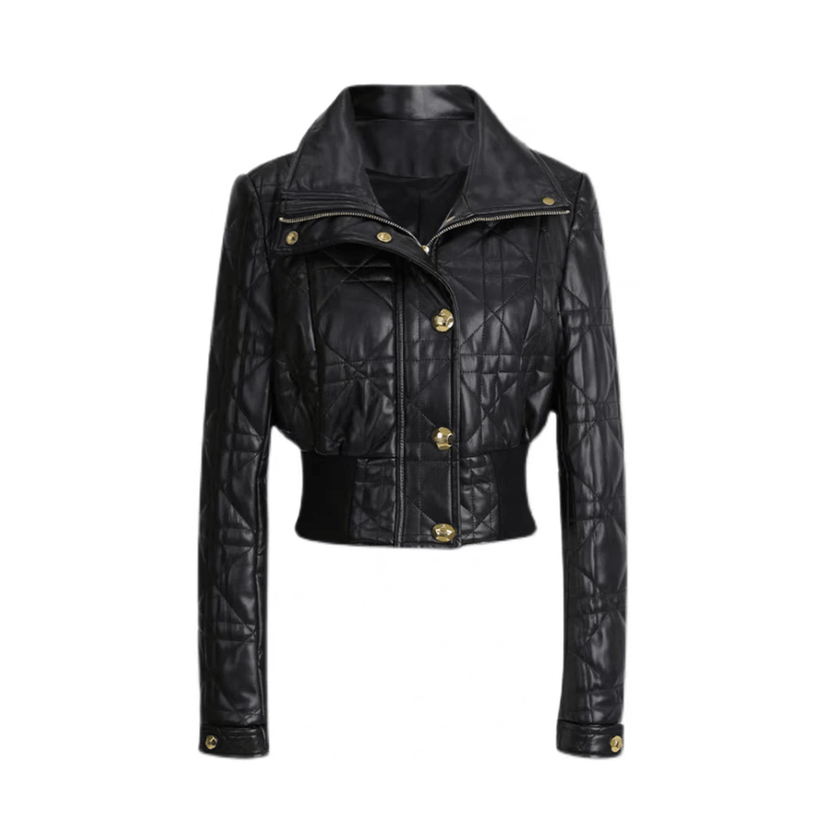 Gold Buttons Zip-Up Short Jacket