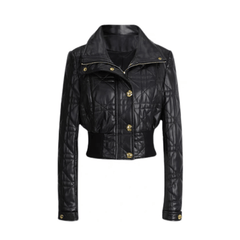 Gold Buttons Zip-Up Short Jacket
