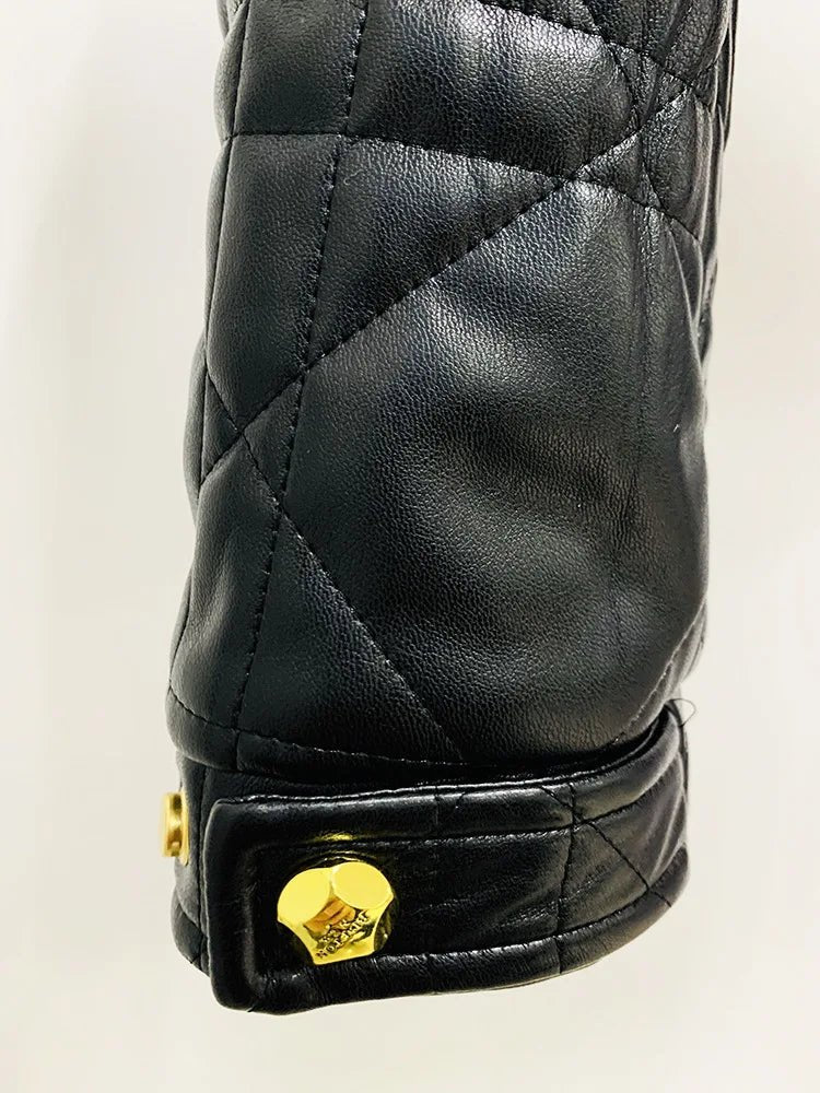 Gold Buttons Zip-Up Short Jacket