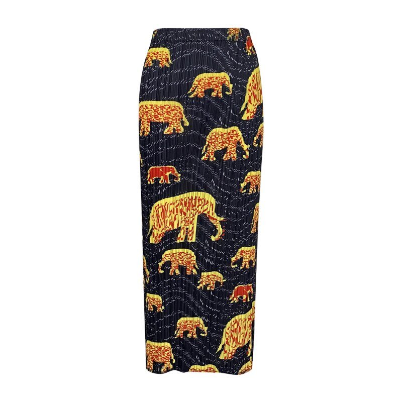 Gold Elephant Pencil Skirt