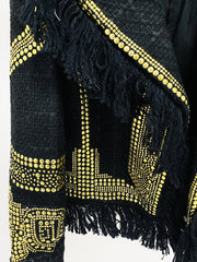 Gold Studs Tassels Woolen Blazer