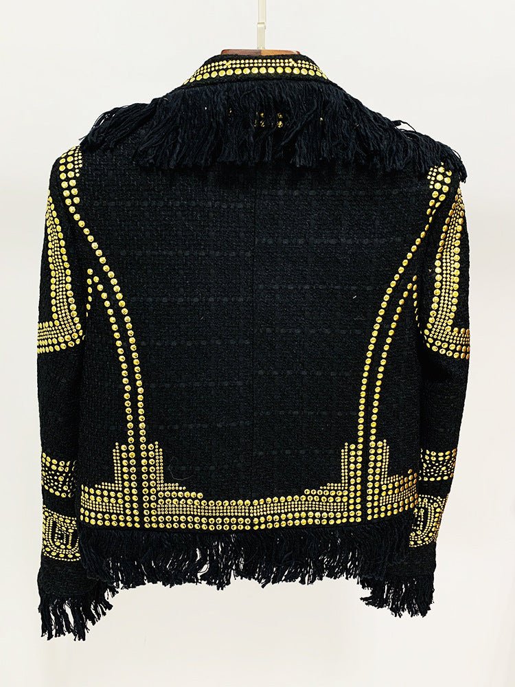 Gold Studs Tassels Woolen Blazer