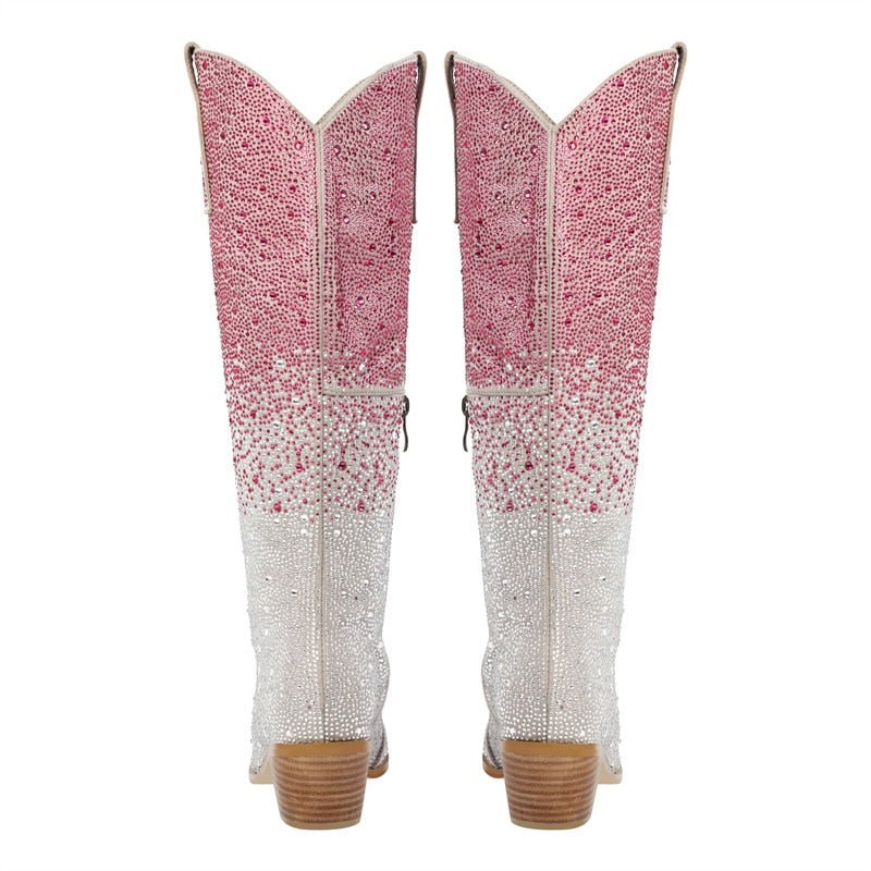 Gradient Rhinestone Cowboy Boots