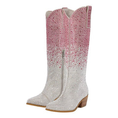Gradient Rhinestone Cowboy Boots