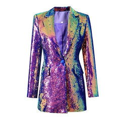 Gradient Sequined Single Button Blazer